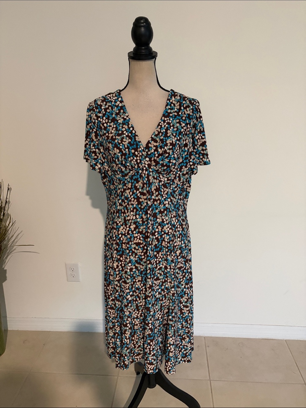 Chaps XL dress comfy brown blue 1959 - Picture 2 of 6